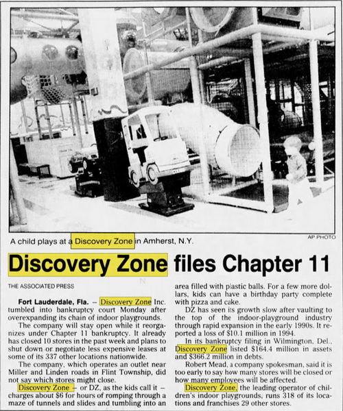 Discovery Zone - Mar 26 1996 Article (newer photo)